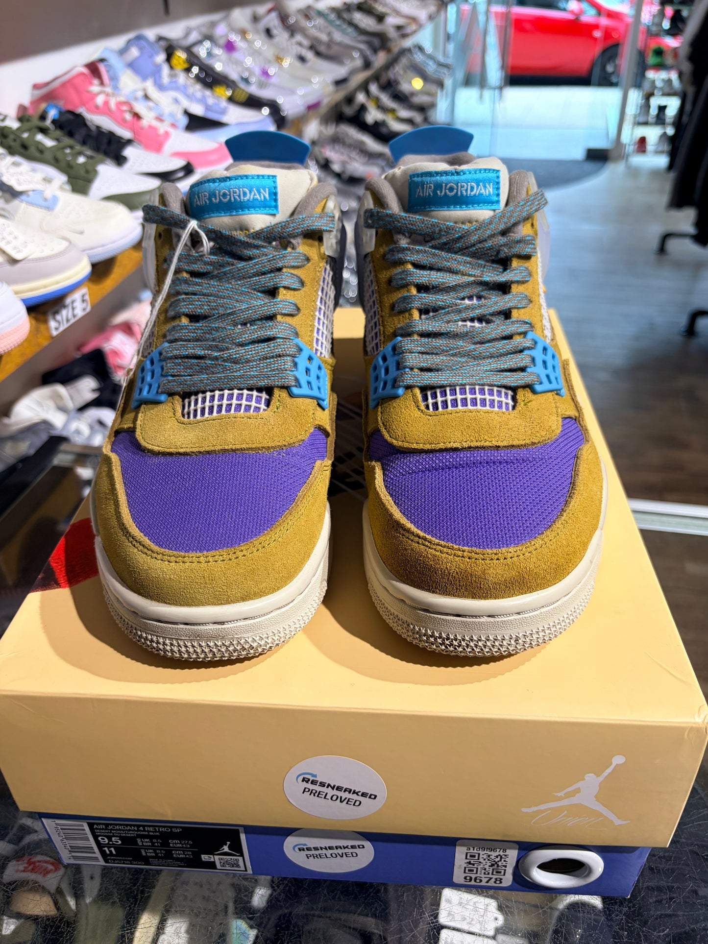 Union x Air Jordan 4 30th Desert Moss Turquoise Blue UK 8.5