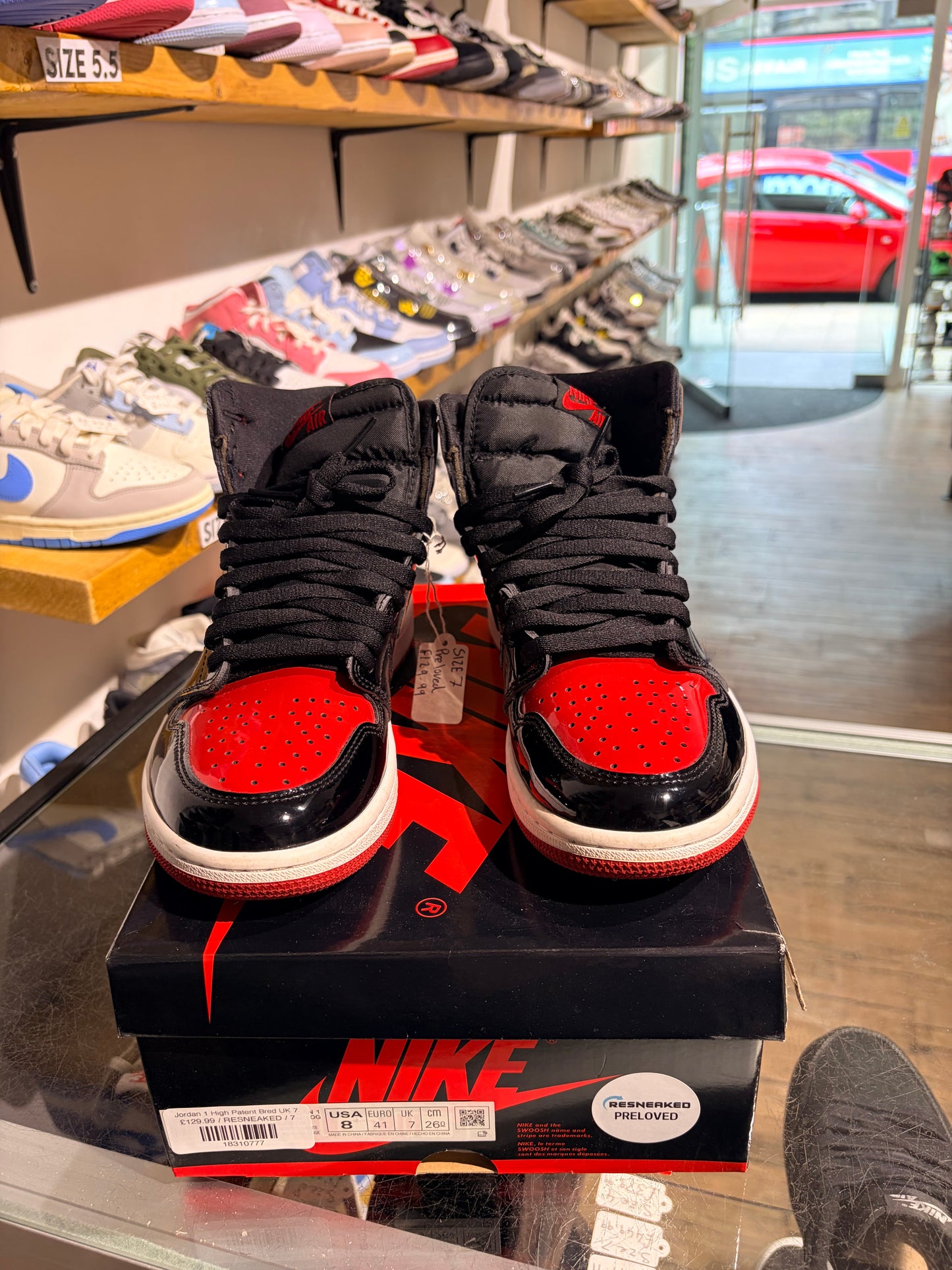 Jordan 1 High Patent Bred UK 7