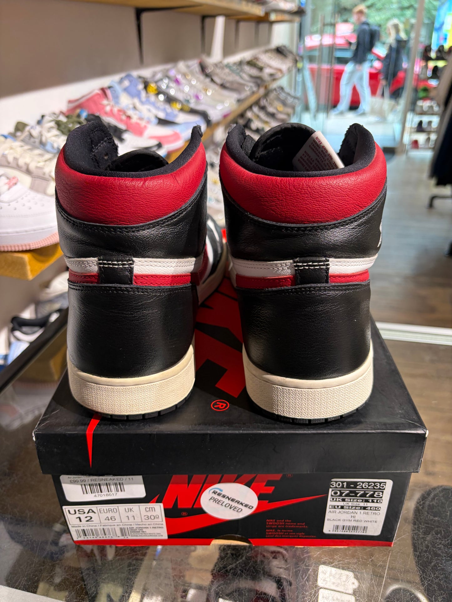 Air Jordan 1 Retro High Black Gym Red UK 11
