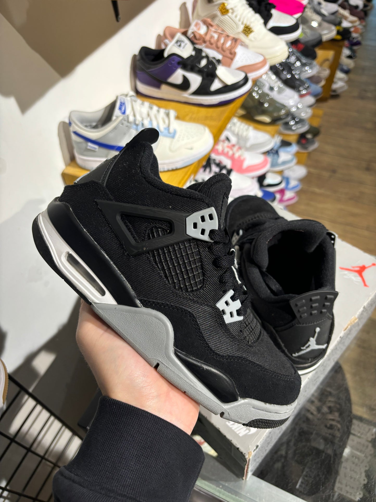 Jordan 4 Black Canvas UK 6 (GS)