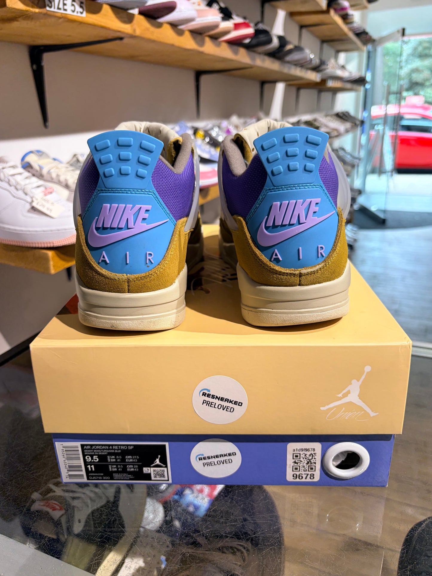 Union x Air Jordan 4 30th Desert Moss Turquoise Blue UK 8.5