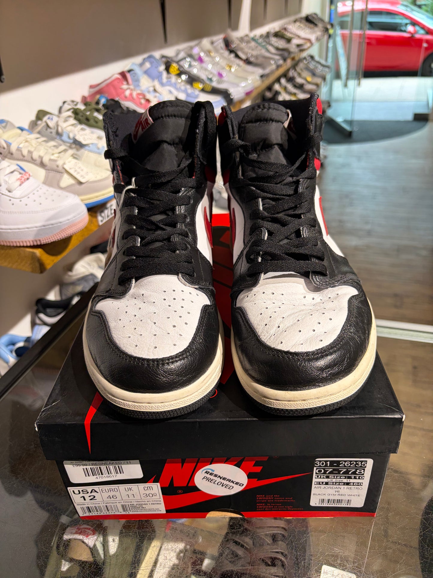 Air Jordan 1 Retro High Black Gym Red UK 11