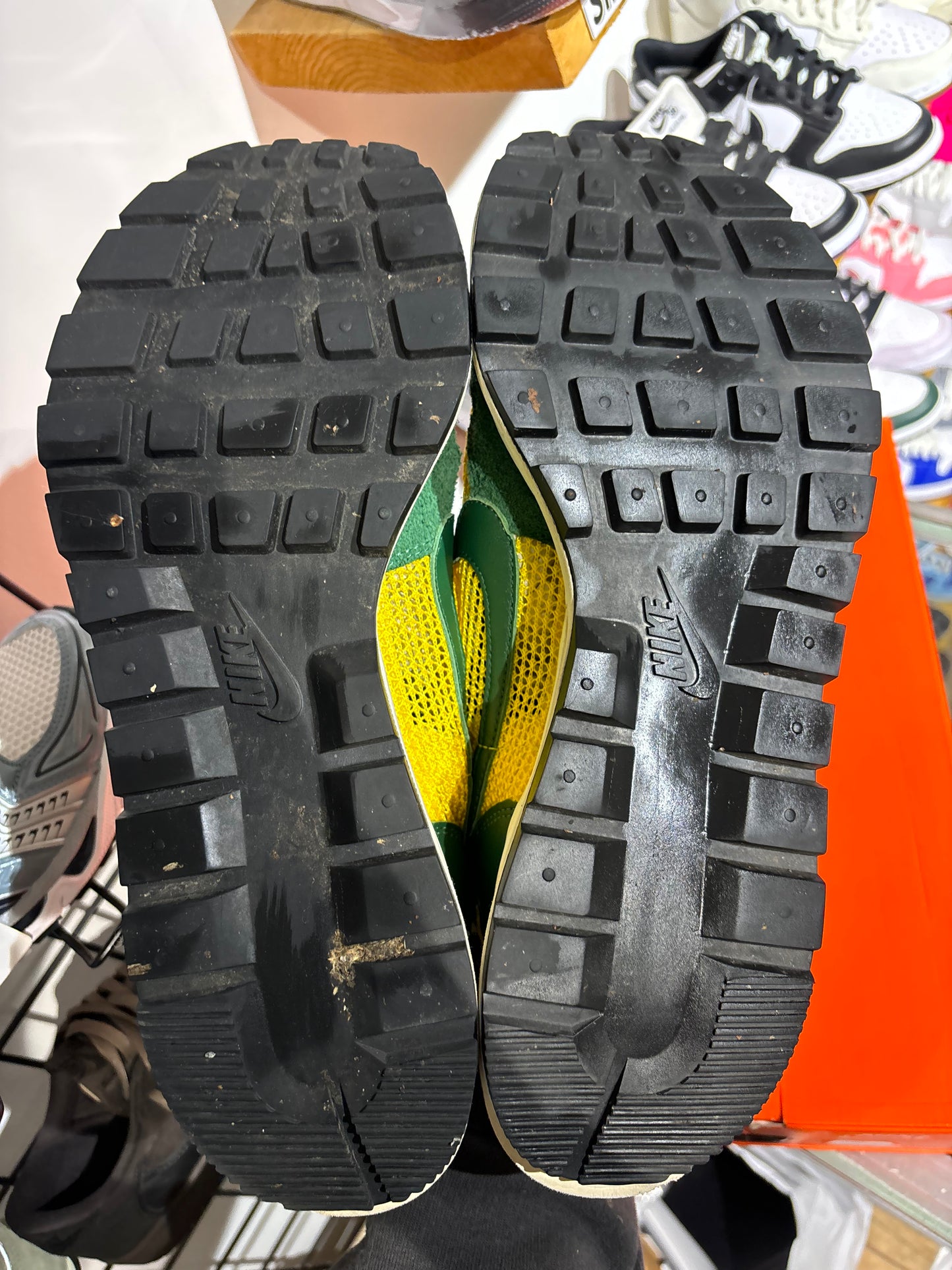 Sacai x Nike VaporWaffle Tour Yellow Stadium Green UK 10.5