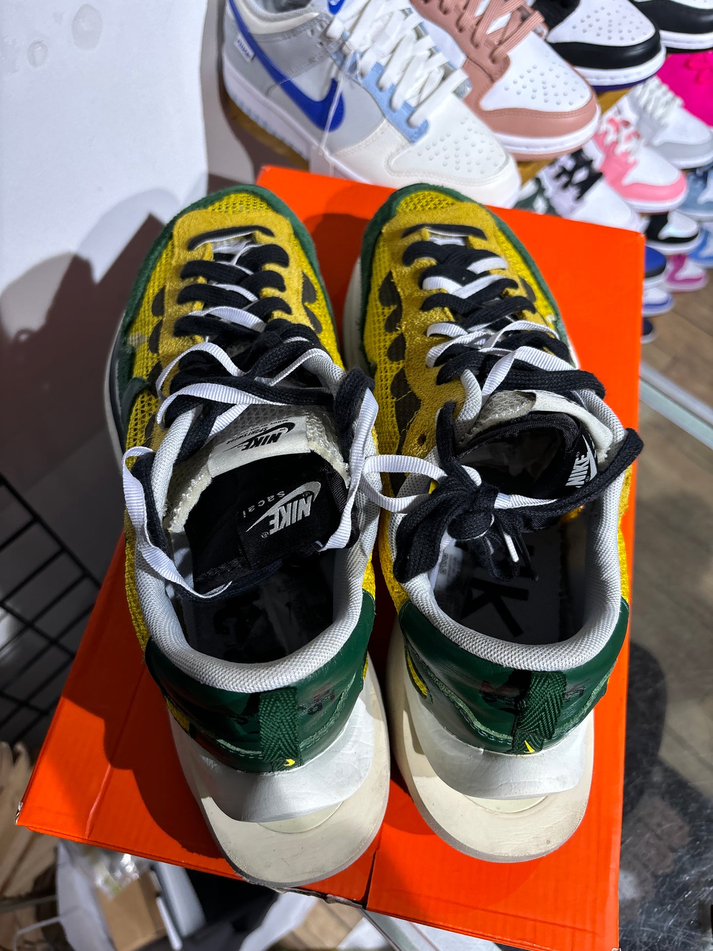 Sacai x Nike VaporWaffle Tour Yellow Stadium Green UK 10.5