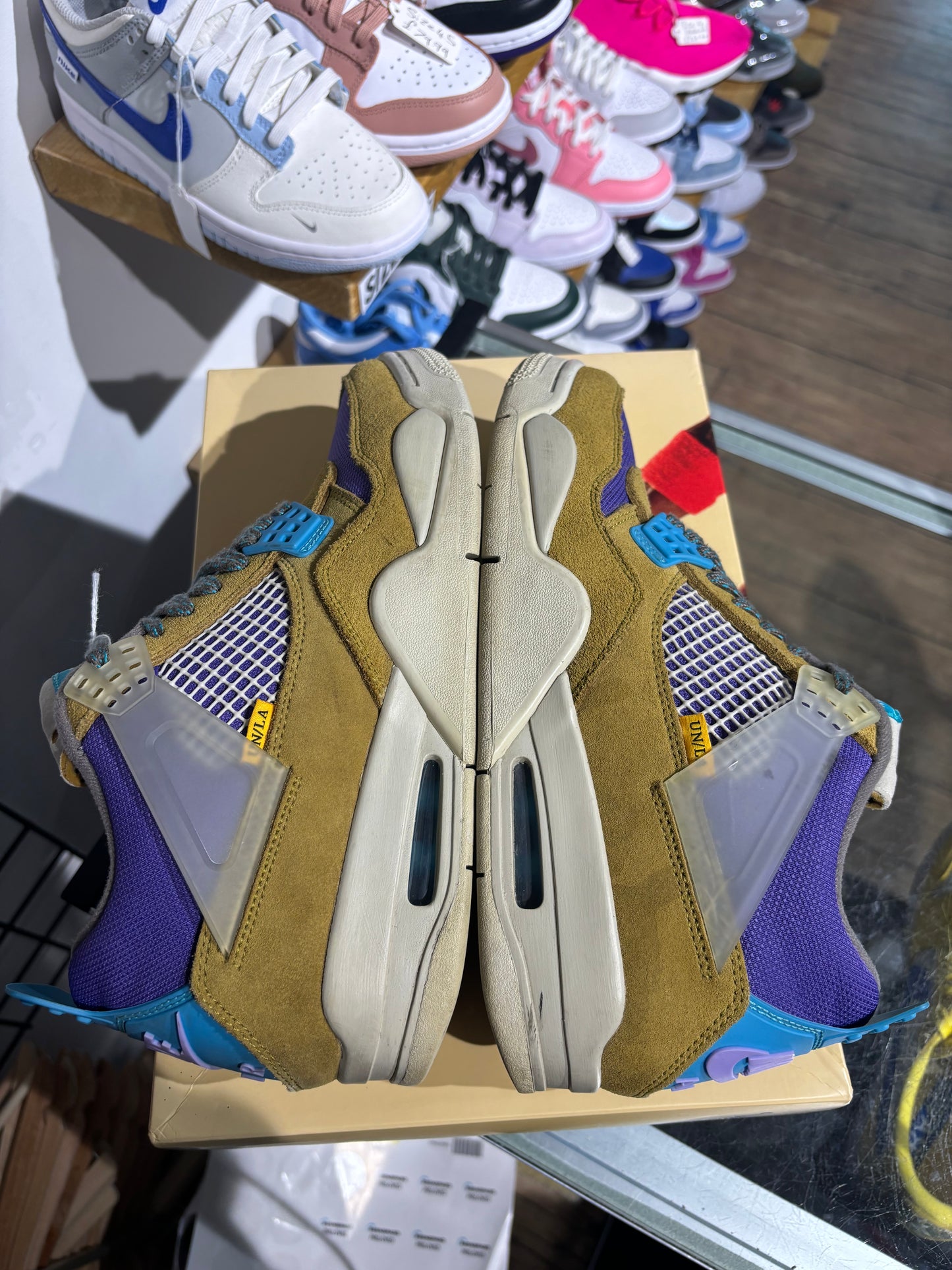 Union x Air Jordan 4 30th Anniversary Desert Moss Turquoise Blue UK 8