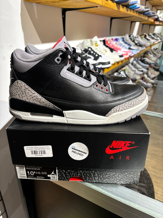 Air Jordan 3 Black Cement UK 9.5