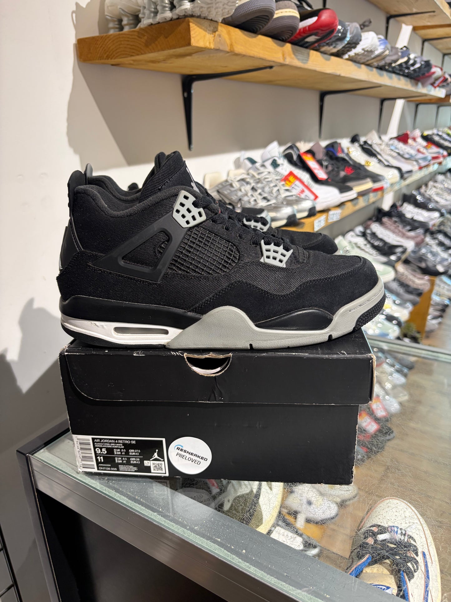 Jordan 4 Black Canvas UK 8.5 #225