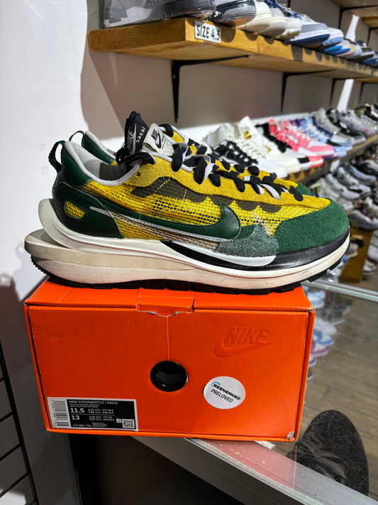 Sacai x Nike VaporWaffle Tour Yellow Stadium Green UK 10.5