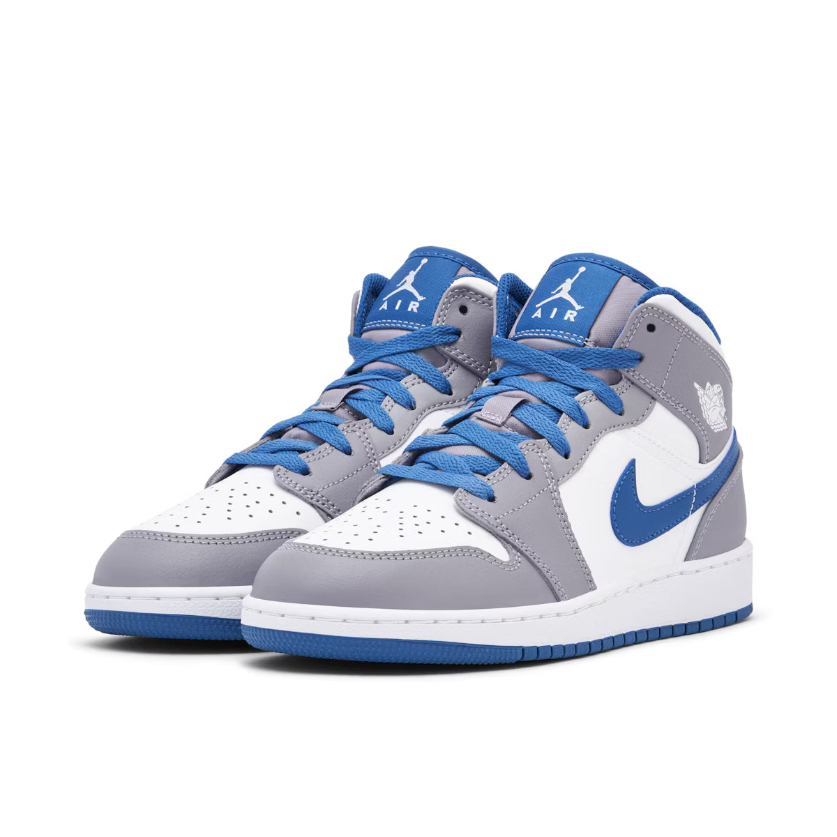 Air Jordan 1 Mid White True Blue Grey (GS)