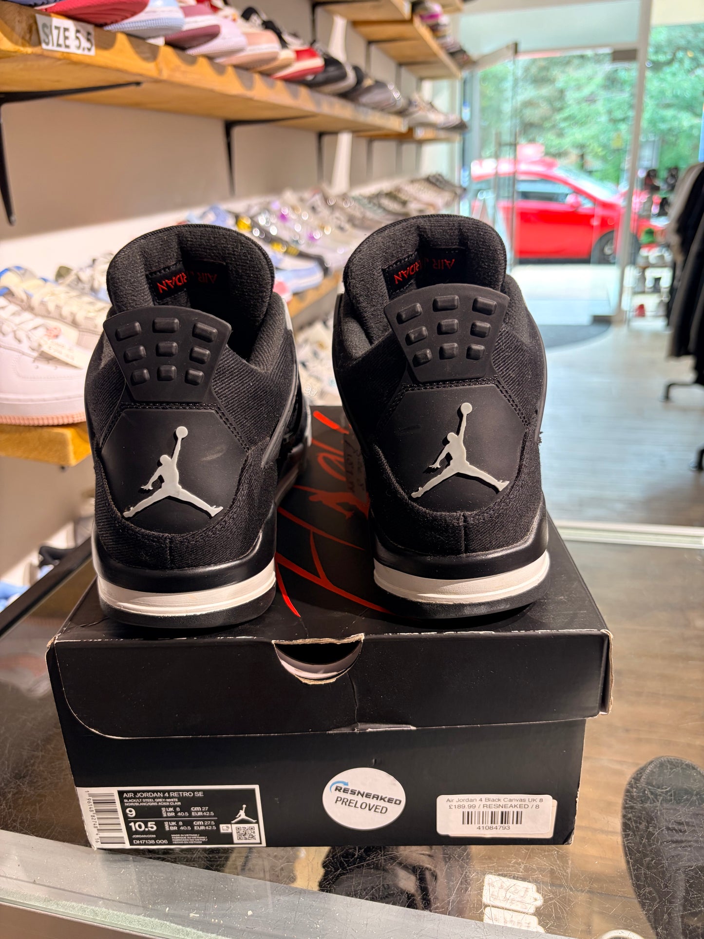 Air Jordan 4 Black Canvas UK 8
