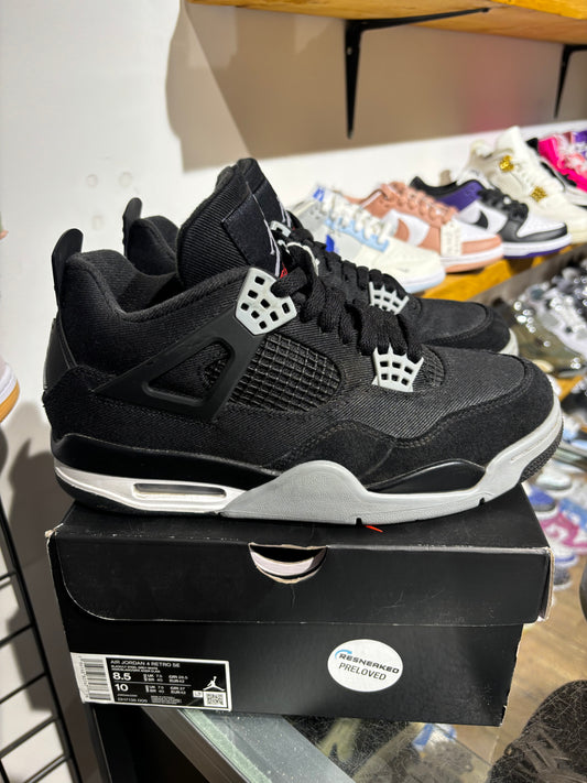 Air Jordan 4 Black Canvas UK 7.5