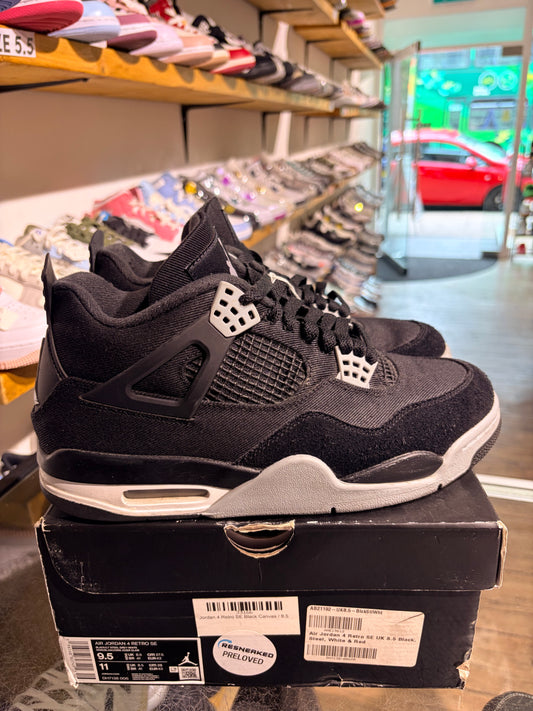 Air Jordan 4 Black Canvas UK 8.5