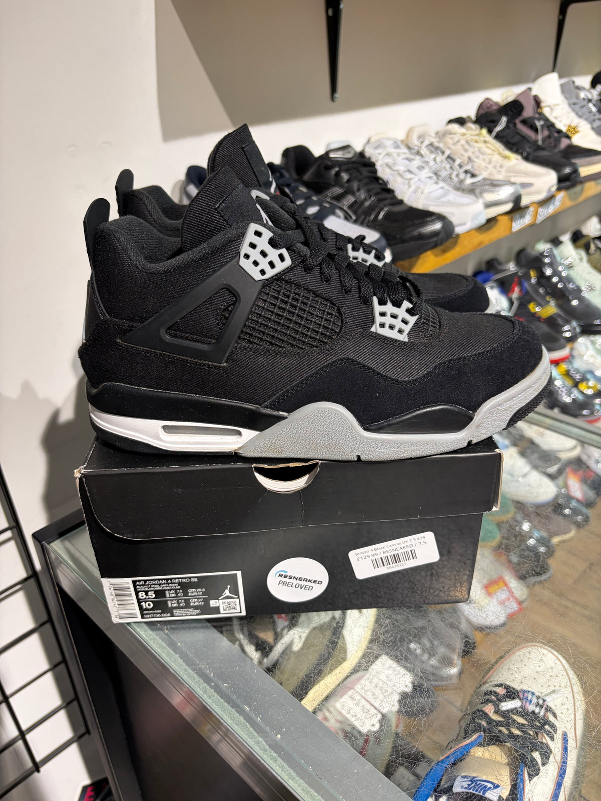 Jordan 4 Black Canvas UK 7.5 #29