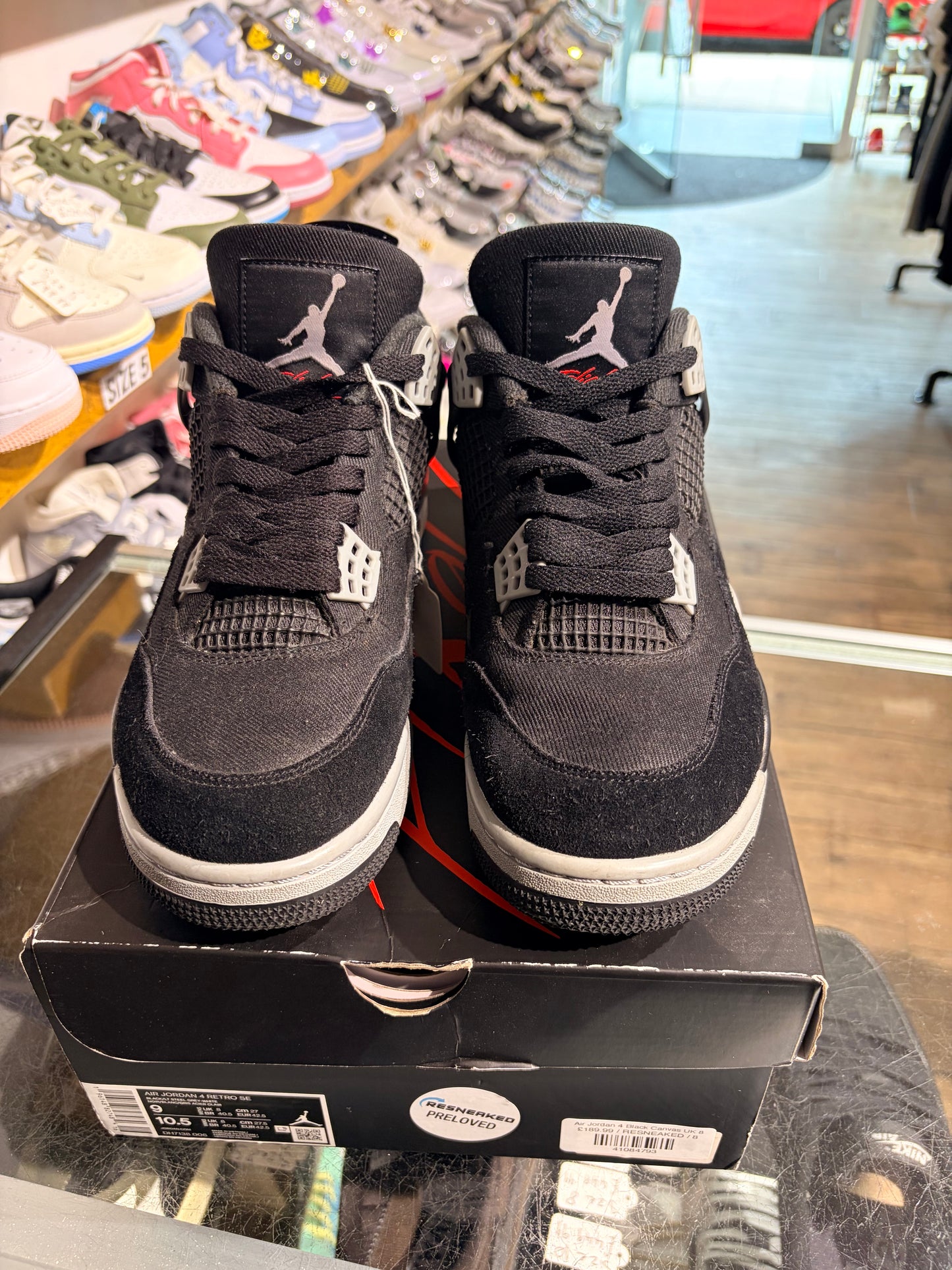 Air Jordan 4 Black Canvas UK 8
