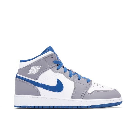 Air Jordan 1 Mid White True Blue Grey (GS)